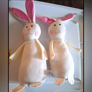 Weighted Bunnies  14"  Plush Decor Lot Of 2